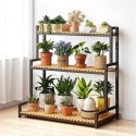 Blumenständer, Bücherregal, 3-stufiger Blumenständer, 80 x 40 x 95cm, schwarz SZ46CZ Blumenständer, Bücherregal, 3-stufiger Blumenständer, 80 x 40 x 95cm, schwarz SZ46CZ