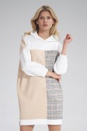 Sukienka Moddel M755 Ecru/Beige/Wzór 121 - Figl - S/M