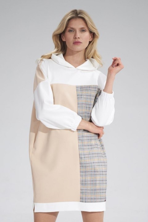 Sukienka Moddel M755 Ecru/Beige/Wzór 121 - Figl - S/M