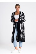 Sweter Kardigan Model M984 Black/White - Figl - uniwersalny Sweter Kardigan Model M984 Black/White - Figl - uniwersalny