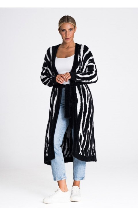 Sweter Kardigan Model M984 Black/White - Figl - uniwersalny Sweter Kardigan Model M984 Black/White - Figl - uniwersalny