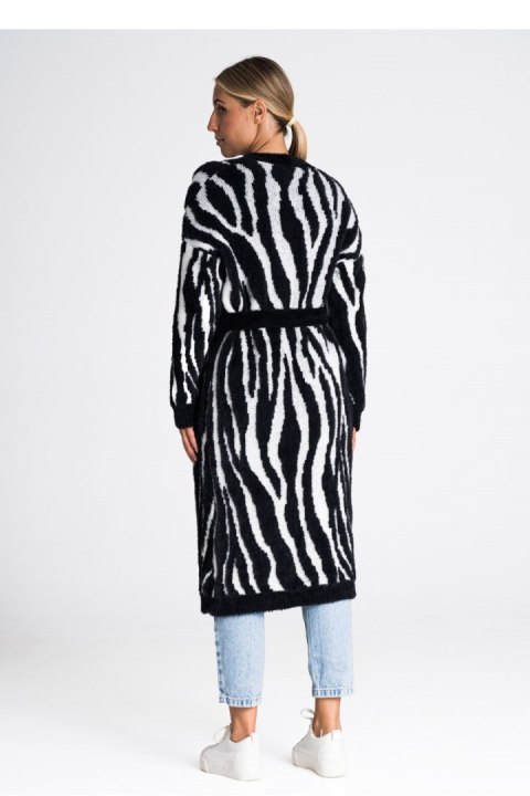 Sweter Kardigan Model M984 Black/White - Figl - uniwersalny Sweter Kardigan Model M984 Black/White - Figl - uniwersalny