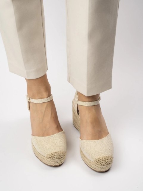 Damskie Espadryle na Koturnie WILD ELEGANCE BEIGE - 39 Damskie Espadryle na Koturnie WILD ELEGANCE BEIGE - 39
