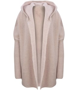 GRUBY sweter KARDIGAN nietoperz Luźny Ciepły z kapturem (Różowy)