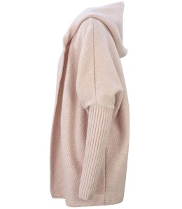 GRUBY sweter KARDIGAN nietoperz Luźny Ciepły z kapturem (Różowy)