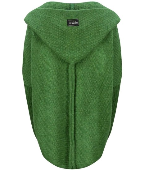 GRUBY sweter KARDIGAN nietoperz Luźny Ciepły z kapturem (Zielony)