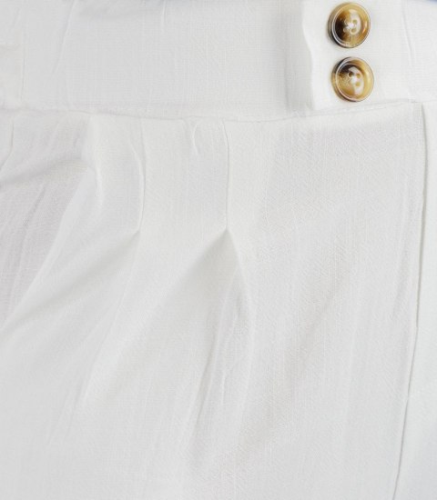 Szerokie damskie spodnie z zaszewkami wiskoza i len ANISA (Biały)