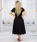 Klasyczna sukienka z paskiem rozkloszowana midi ELISE (Czarny)