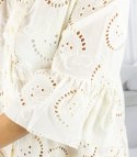 Sukienka boho haft angielski bawełniana rozkloszowana LUNA (Ecru)