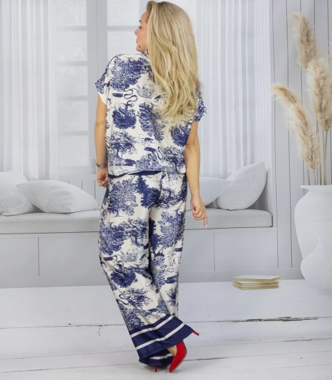 Elegancki komplet damski z printem toile de Jouy " COLETTE (Granatowy)