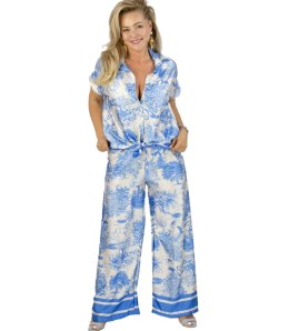 Elegancki komplet damski z printem toile de Jouy 