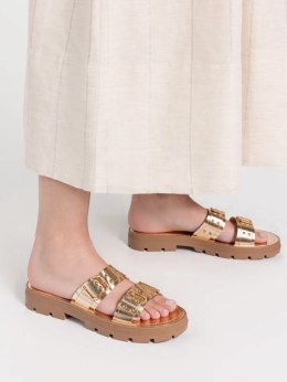 Czółenka damskie eleganckie w kolorze Gold - 39