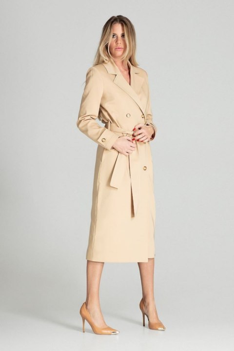 Płaszcz Damski Model M698 Beige - Figl - XL Płaszcz Damski Model M698 Beige - Figl - XL