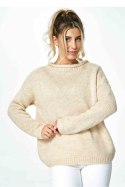 Sweter Damski Model M888 Beige - Figl - uniwersalny Sweter Damski Model M888 Beige - Figl - uniwersalny