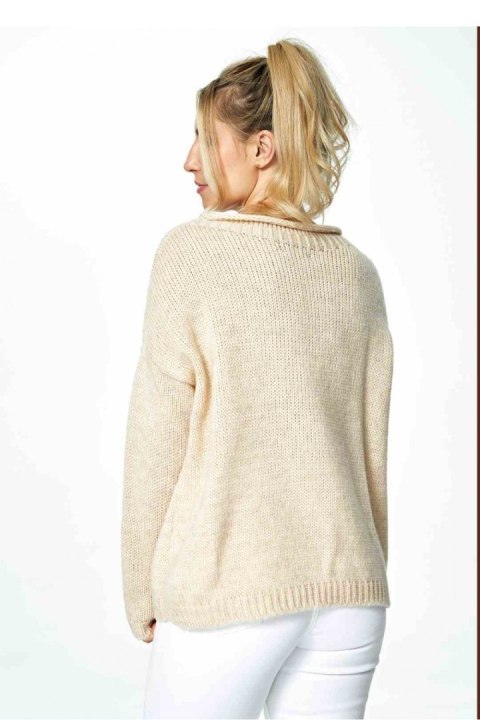 Sweter Damski Model M888 Beige - Figl - uniwersalny Sweter Damski Model M888 Beige - Figl - uniwersalny