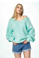 Sweter Damski Model M898 Mint - Figl - uniwersalny Sweter Damski Model M898 Mint - Figl - uniwersalny