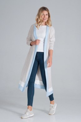 Sweter Kardigan Model M845 Beż/Błękit/Biały - Figl - L/XL