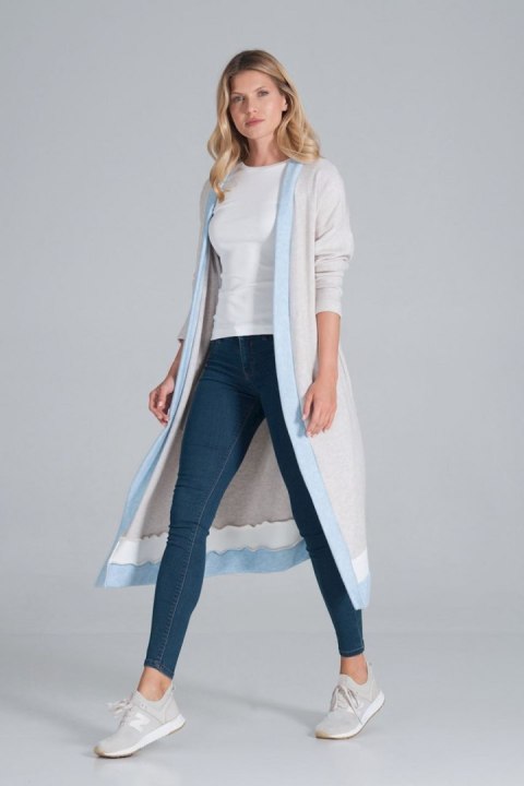 Sweter Kardigan Model M845 Beż/Błękit/Biały - Figl - L/XL Sweter Kardigan Model M845 Beż/Błękit/Biały - Figl - L/XL