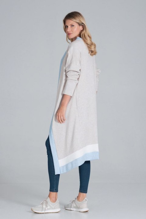 Sweter Kardigan Model M845 Beż/Błękit/Biały - Figl - L/XL Sweter Kardigan Model M845 Beż/Błękit/Biały - Figl - L/XL