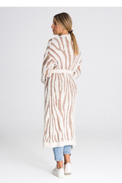 Sweter Kardigan Model M984 Beige/White - Figl - uniwersalny Sweter Kardigan Model M984 Beige/White - Figl - uniwersalny