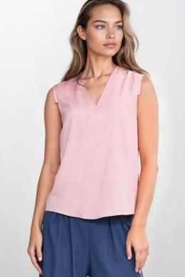 Bluzka bez rękawów, z dekoltem V B191 Pink - Nife - 36