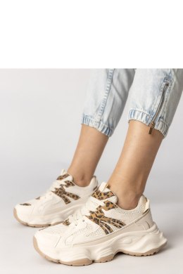 Buty Sportowe Model Sandra 88218 Beige/Panterka - PRIMO - 38
