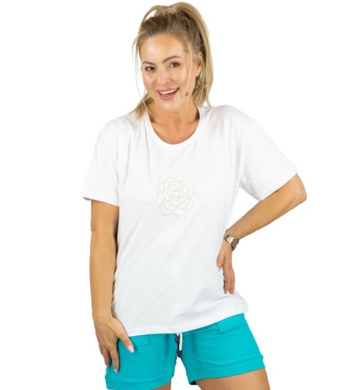 T-shit bluzka koszulka z haftem róża ROSALIA (Biały)