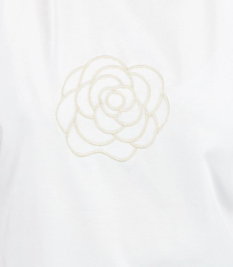 T-shit bluzka koszulka z haftem róża ROSALIA (Biały)