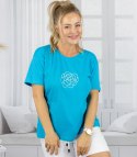 T-shit bluzka koszulka z haftem róża ROSALIA (Niebieski)