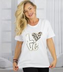 T-shit bluzka koszulka z nadrukiem LOVE i cekinami ALINA (Biały)