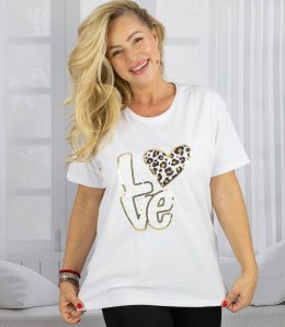 T-shit bluzka koszulka z nadrukiem LOVE i cekinami ALINA (Biały)