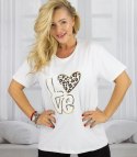 T-shit bluzka koszulka z nadrukiem LOVE i cekinami ALINA (Biały)