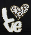 T-shit bluzka koszulka z nadrukiem LOVE i cekinami ALINA (Czarny)