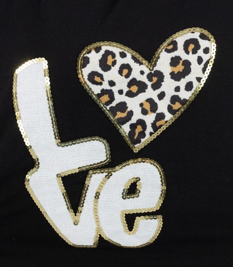 T-shit bluzka koszulka z nadrukiem LOVE i cekinami ALINA (Czarny)