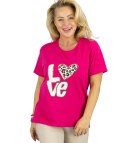 T-shit bluzka koszulka z nadrukiem LOVE i cekinami ALINA (Różowy)