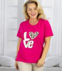 T-shit bluzka koszulka z nadrukiem LOVE i cekinami ALINA (Różowy)