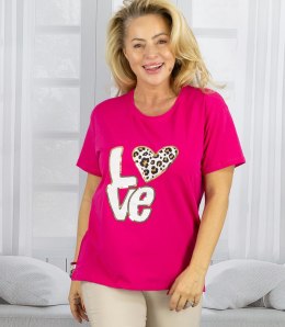T-shit bluzka koszulka z nadrukiem LOVE i cekinami ALINA (Różowy)