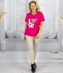 T-shit bluzka koszulka z nadrukiem LOVE i cekinami ALINA (Różowy)