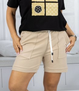 Damskie bawełniane szorty dresowe z kieszeniami LILO (Beżowy)