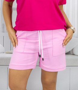 Damskie bawełniane szorty dresowe z kieszeniami LILO (Różowy)