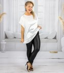 Elegancka satynowa bluzka z krótkim rękawem SELENA (Biały)