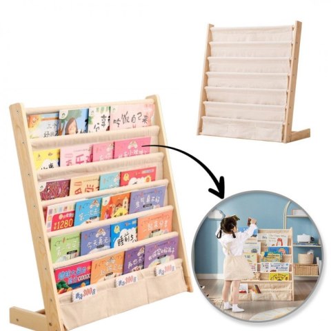 Bücherregal, 6-stufiger Ständer, Buchorganizer mit Taschen 79 x 60 cm SZ45