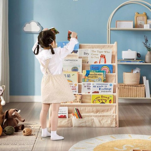 Bücherregal, 6-stufiger Ständer, Buchorganizer mit Taschen 79 x 60 cm SZ45 Bücherregal, 6-stufiger Ständer, Buchorganizer mit Taschen 79 x 60 cm SZ45