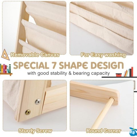 Bücherregal, 6-stufiger Ständer, Buchorganizer mit Taschen 79 x 60 cm SZ45 Bücherregal, 6-stufiger Ständer, Buchorganizer mit Taschen 79 x 60 cm SZ45