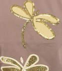 T-shit bluzka koszulka z ozdobną aplikacją w ważki LIBELLA (Brązowy)