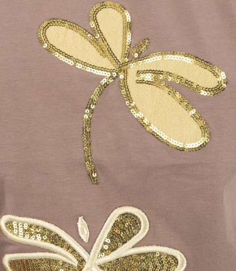 T-shit bluzka koszulka z ozdobną aplikacją w ważki LIBELLA (Brązowy)