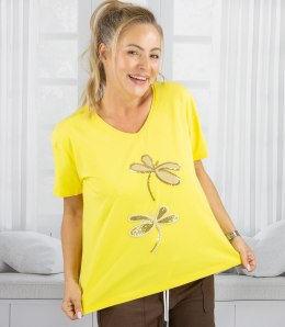 T-shit bluzka koszulka z ozdobną aplikacją w ważki LIBELLA (Żółty)
