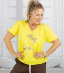 T-shit bluzka koszulka z ozdobną aplikacją w ważki LIBELLA (Żółty)