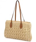 Ażurowa torebka z rafii z eleganckimi uchwytami styl boho na lato (Beżowy) Ażurowa torebka z rafii z eleganckimi uchwytami styl boho na lato (Beżowy)