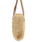 Ażurowa torebka z rafii z eleganckimi uchwytami styl boho na lato (Beżowy) Ażurowa torebka z rafii z eleganckimi uchwytami styl boho na lato (Beżowy)